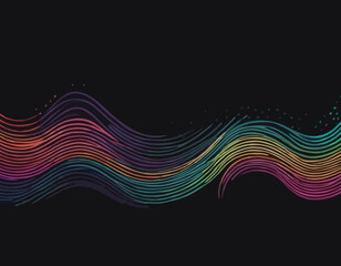 Color Gradient Lines on Black and White Square Backgrounds. Squiggle 3D Abstract Funny Elements. Bright Vector Pattern