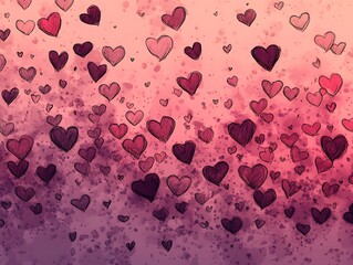 Doodle-style love notes and hearts on a soft pink gradient background