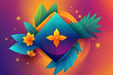 Colorful makar sankranti greeting celebrating indian harvest festival with vibrant floral design