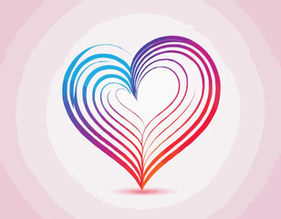 Abstract Heart Shaped Lines with Gradient. 3D Love Swirl Symbol. Vector Design Element for Logos, Icons, Borders, Frames and Backgrounds