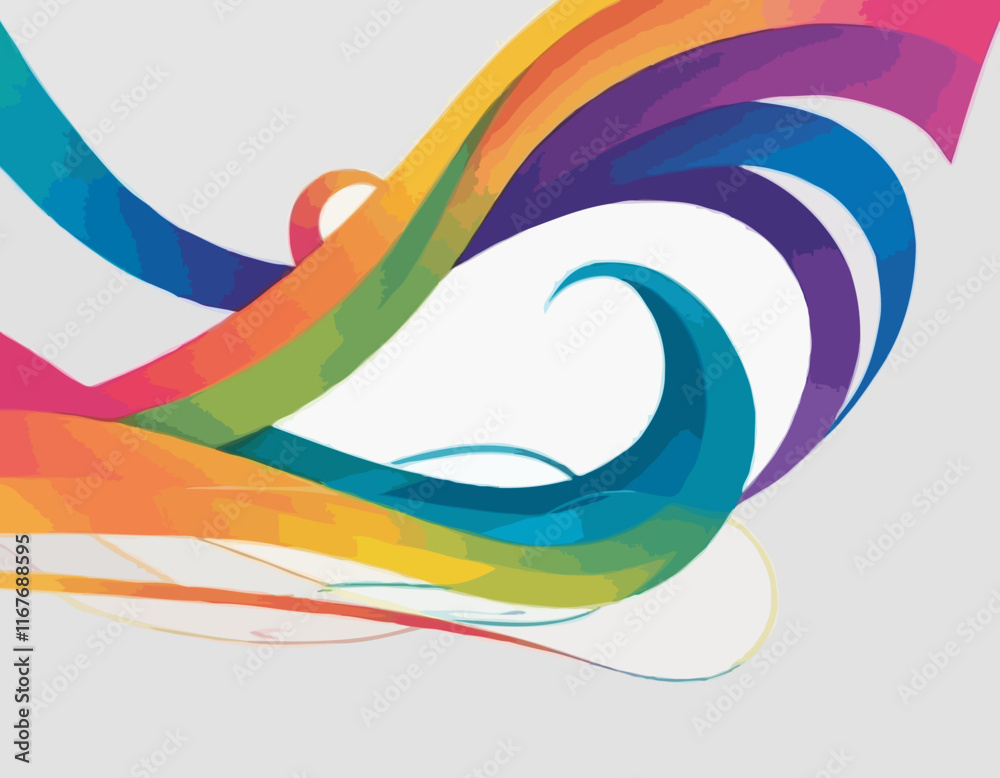 Poster abstract vector background with dynamic gradient lines. wavy color geometric shapes. 3d swirl wave e