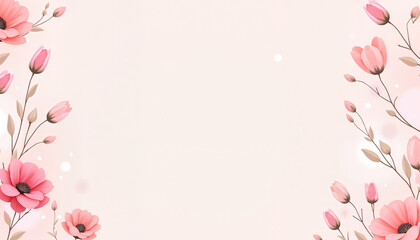 Fototapeta premium Floral watercolor background with pink flowers