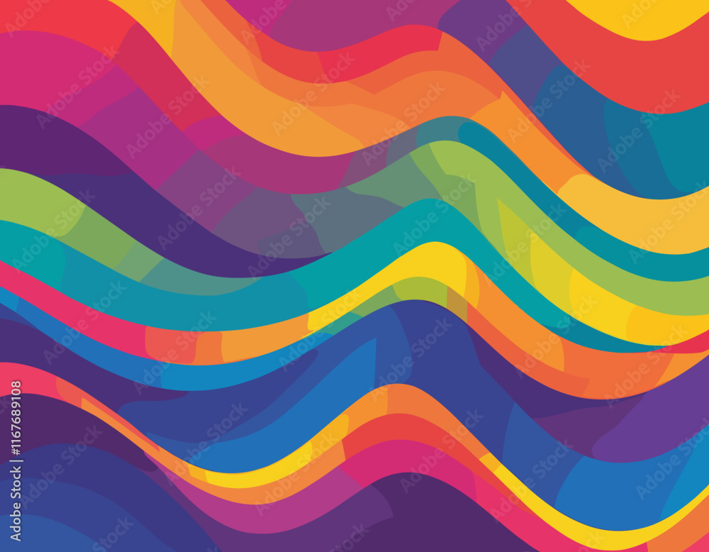 Poster abstract background with gradient color wave pattern. 3d wavy rainbow lines. vector geometric design