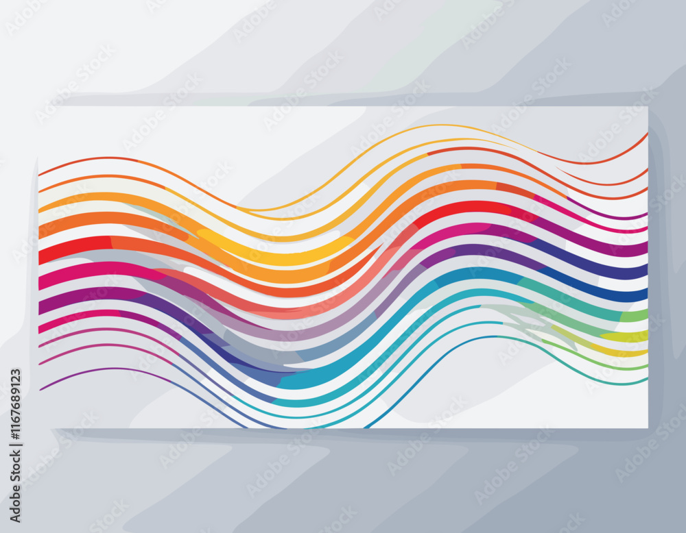 Poster abstract background with gradient color wave pattern. 3d wavy rainbow lines. vector geometric design