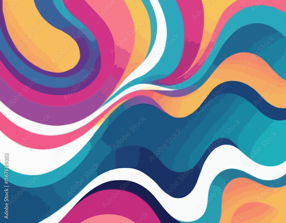 Poster abstract gradient lines. vector 3d fluid graphic shapes. dynamic liquid spiral and curve colorful st