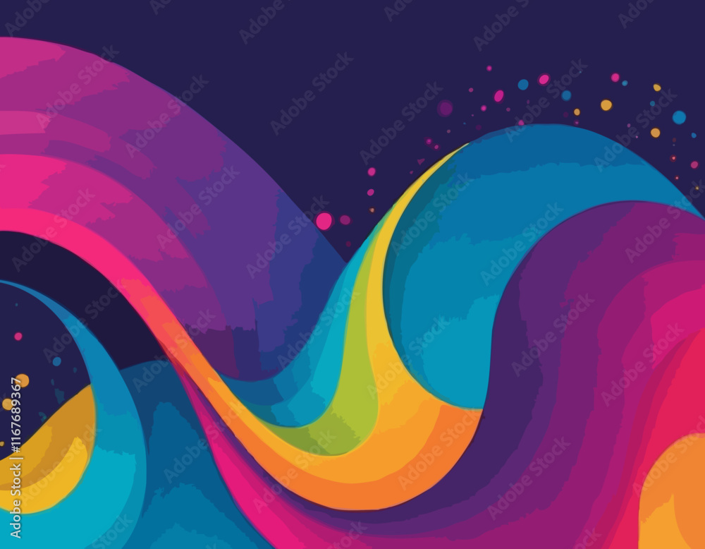 Poster abstract gradient lines. vector 3d fluid graphic shapes. dynamic liquid spiral and curve colorful st