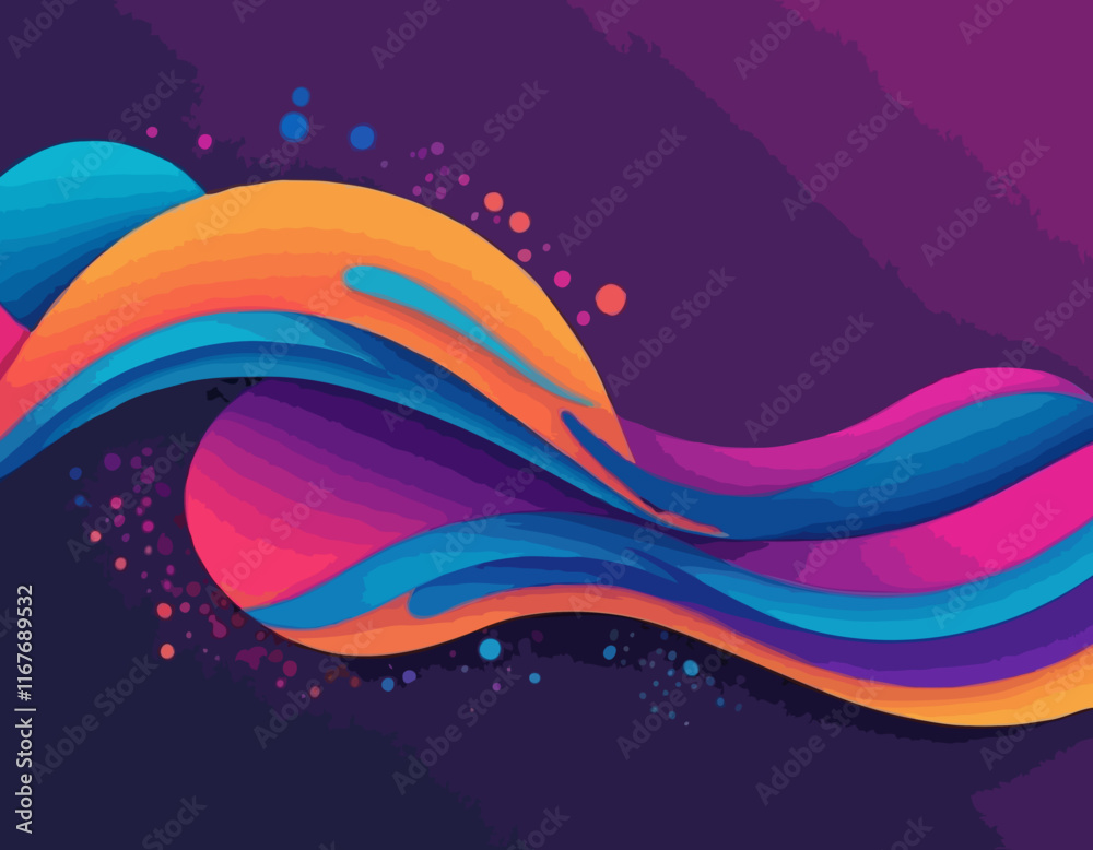 Fototapete Abstract Background with Dynamic Colorful Swirl Line Shapes. Vector Geometric Pattern with Squiggle Gradient Elements