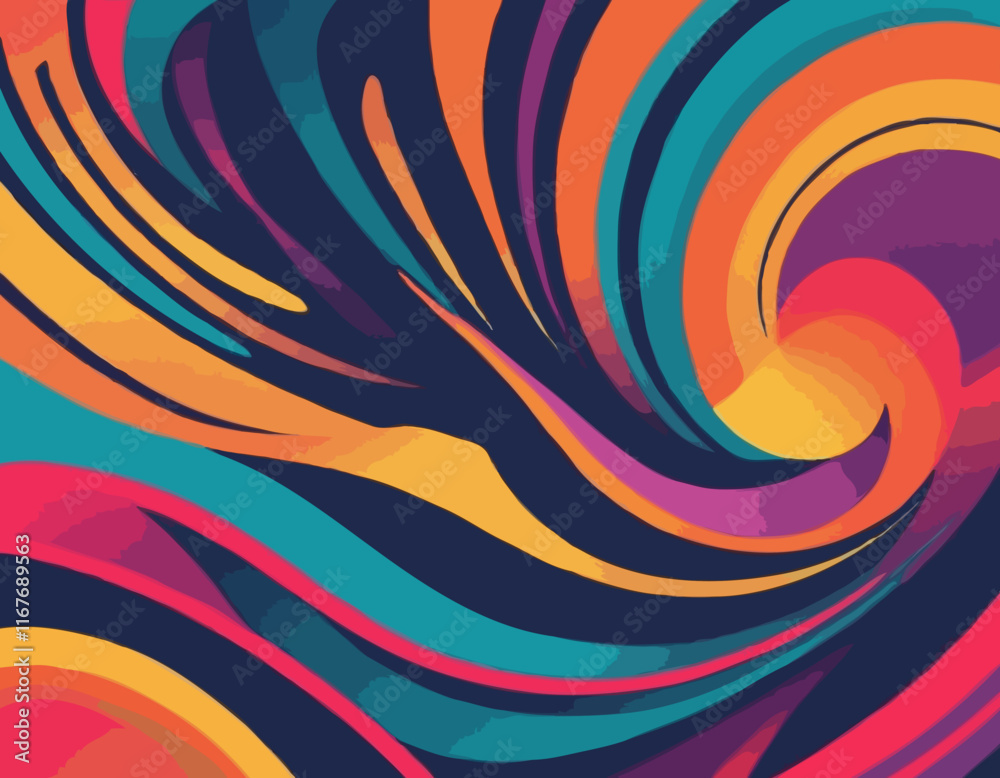 Poster Abstract Background with Dynamic Colorful Swirl Line Shapes. Vector Geometric Pattern with Squiggle Gradient Elements