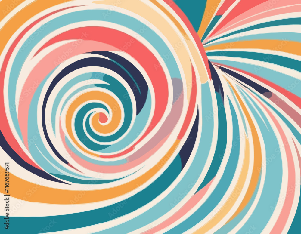 Fototapete Abstract Background with Dynamic Colorful Swirl Line Shapes. Vector Geometric Pattern with Squiggle Gradient Elements