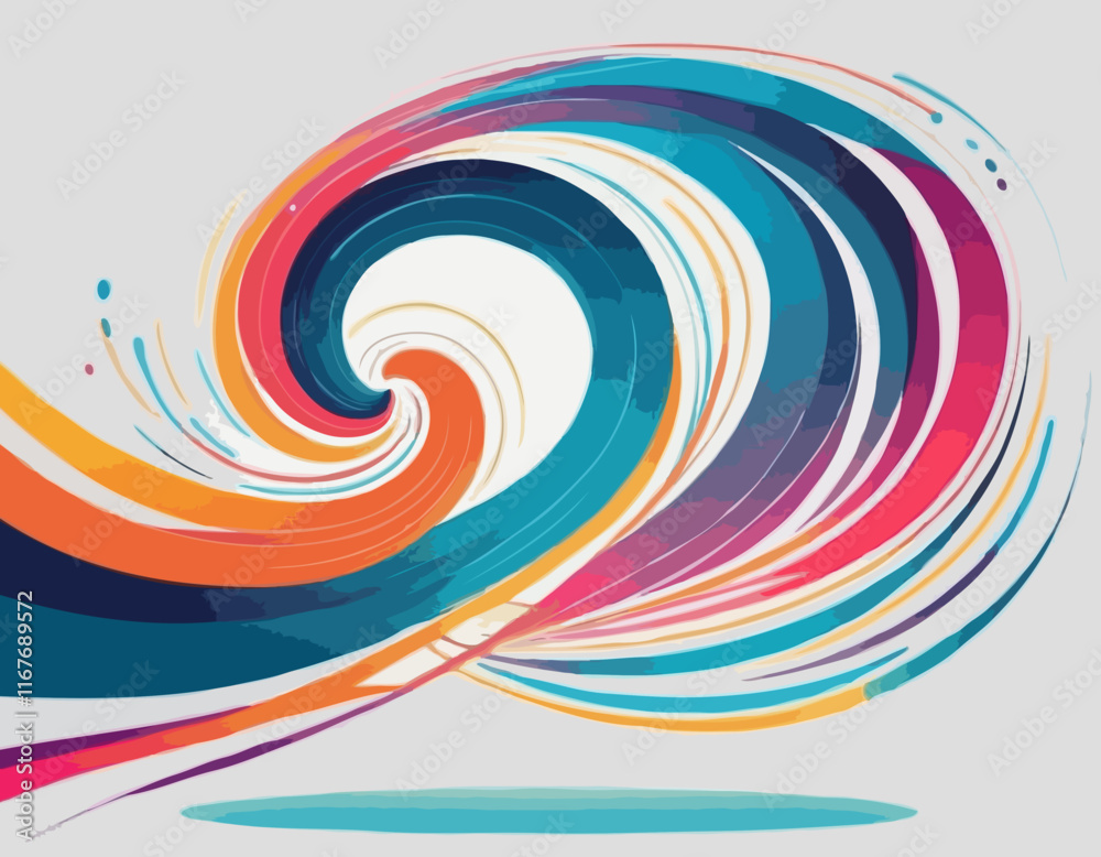 Fototapete Abstract Background with Dynamic Colorful Swirl Line Shapes. Vector Geometric Pattern with Squiggle Gradient Elements