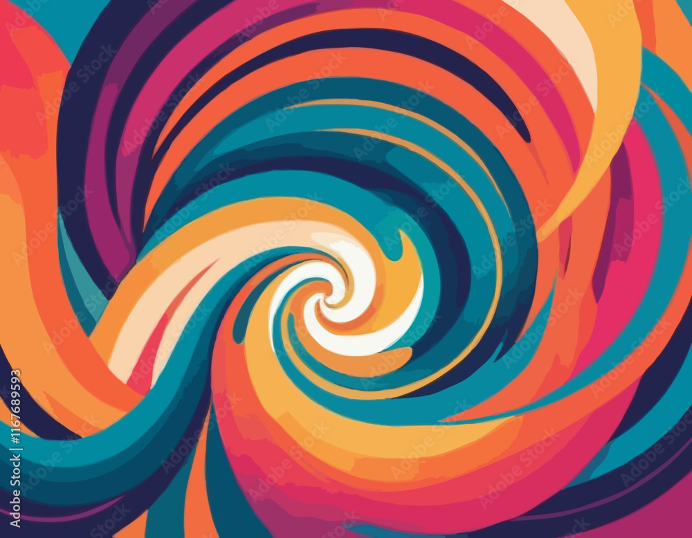 Fototapete Abstract Background with Dynamic Colorful Swirl Line Shapes. Vector Geometric Pattern with Squiggle Gradient Elements