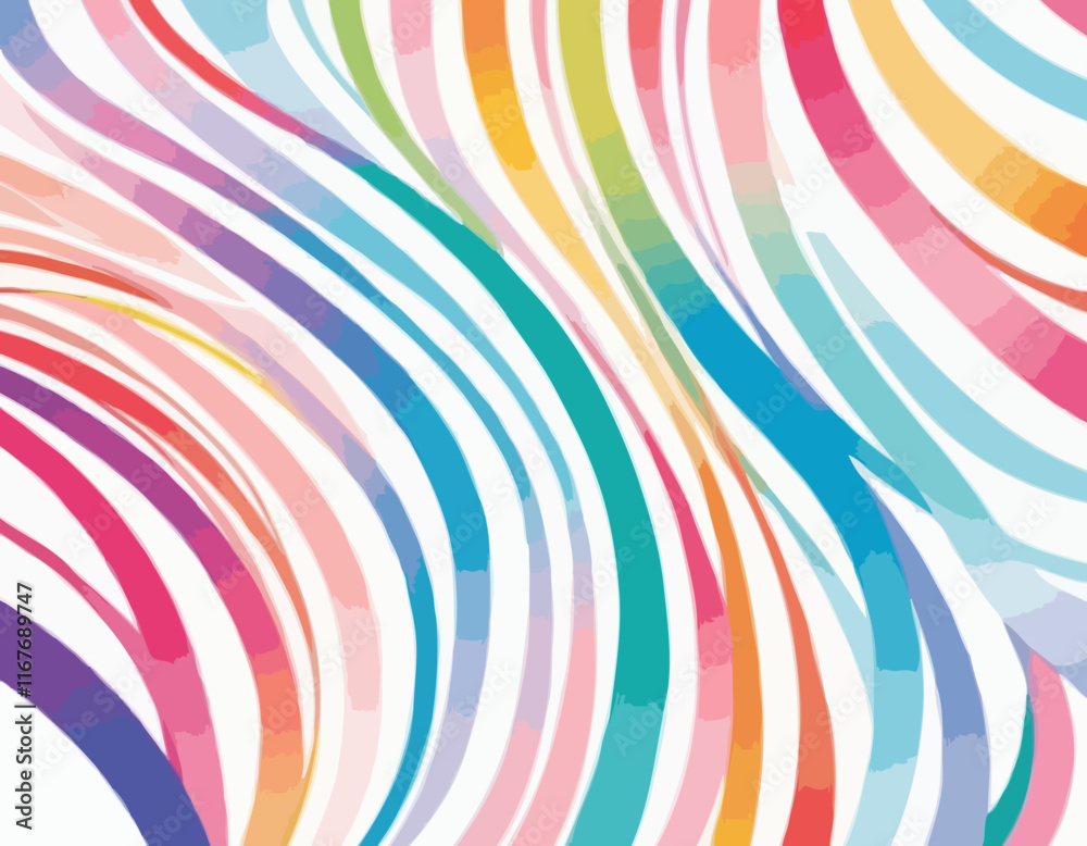 Poster abstract 3d pattern with squiggle gradient lines. curve and dynamic rainbow shapes on a white backgr