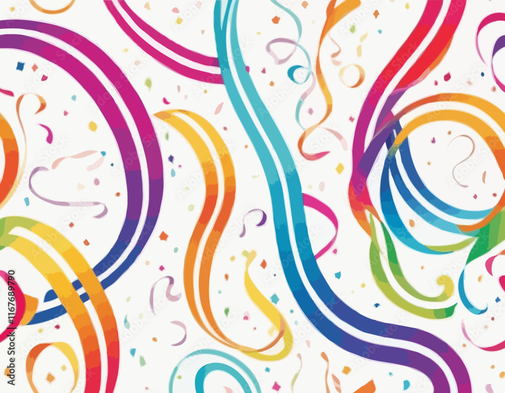 Poster abstract 3d pattern with squiggle gradient lines. curve and dynamic rainbow shapes on a white backgr