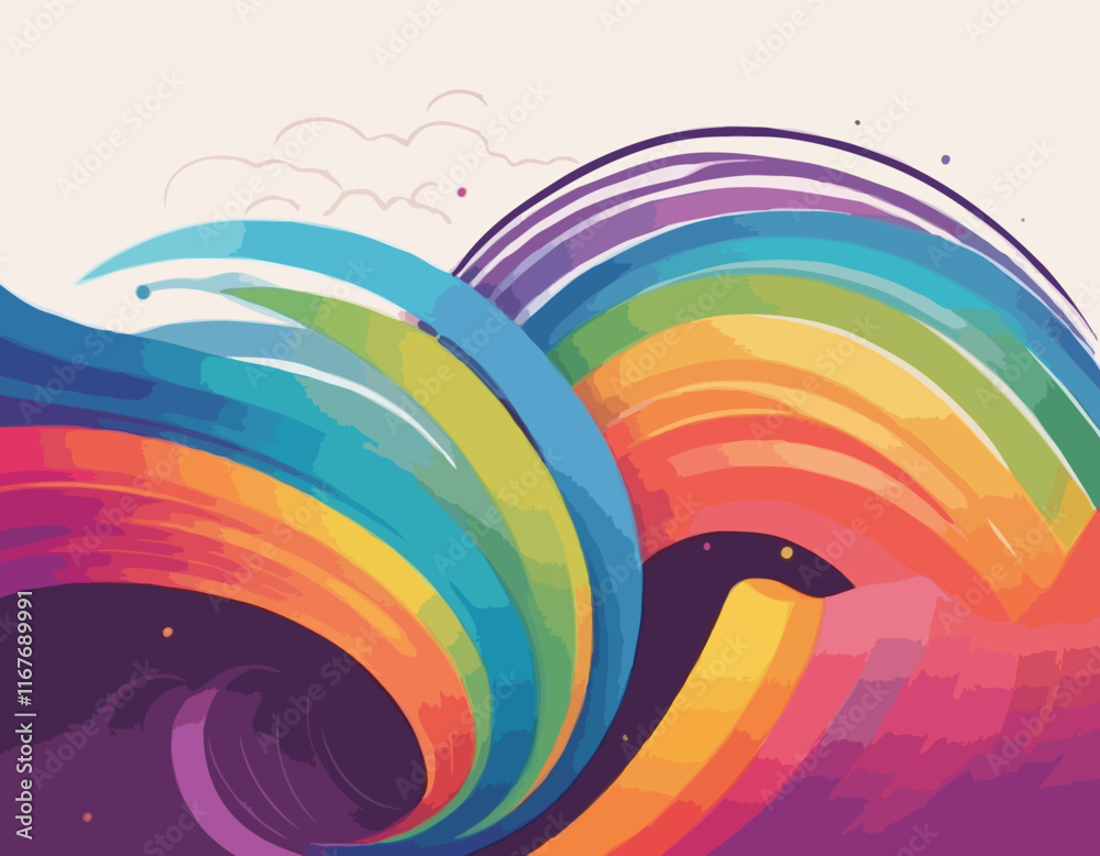 Poster color waves with rainbow gradient. abstract modern shapes. vector background with color dynamic ribb