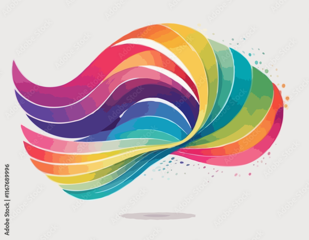 Poster color waves with rainbow gradient. abstract modern shapes. vector background with color dynamic ribb