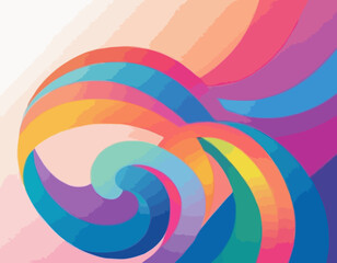Obraz premium Color Waves with Rainbow Gradient. Abstract Modern Shapes. Vector Background with Color Dynamic Ribbon. Flowing Spiral Strokes. Colorful Line Art.