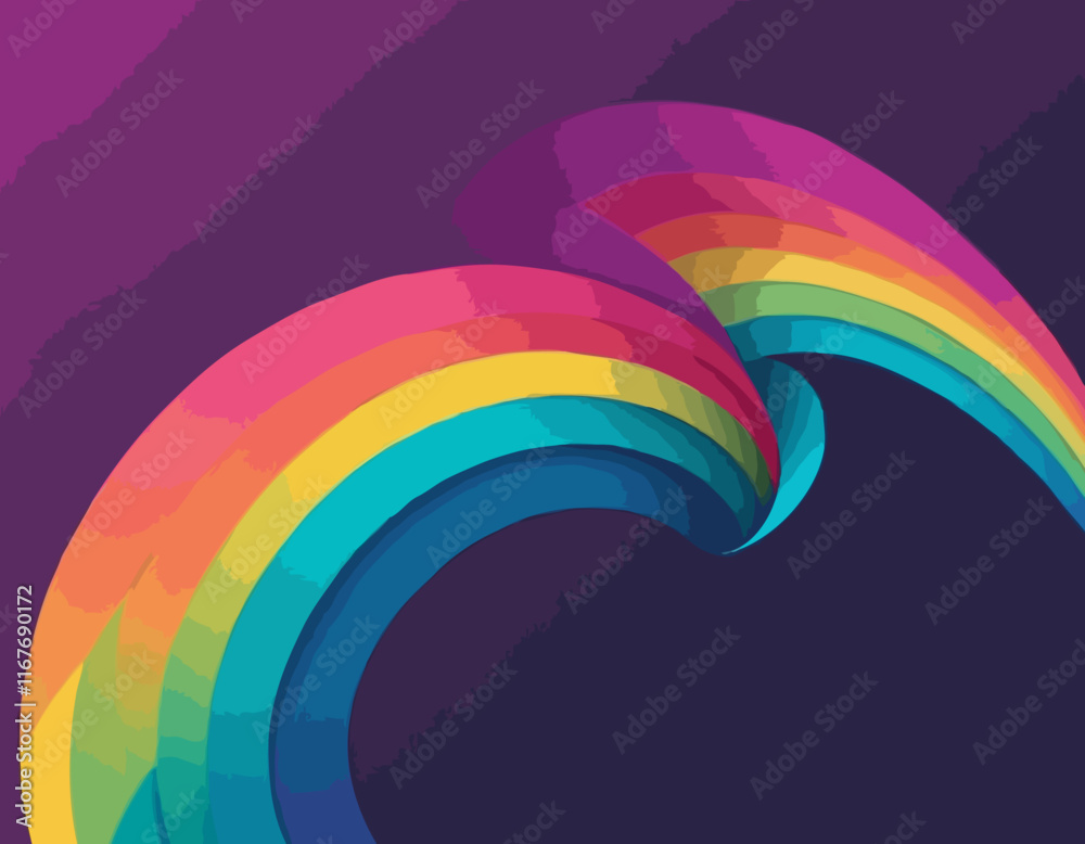 Poster set of gradient lines in doodle style. abstract 3d graphic design elements. vector color squiggle sh