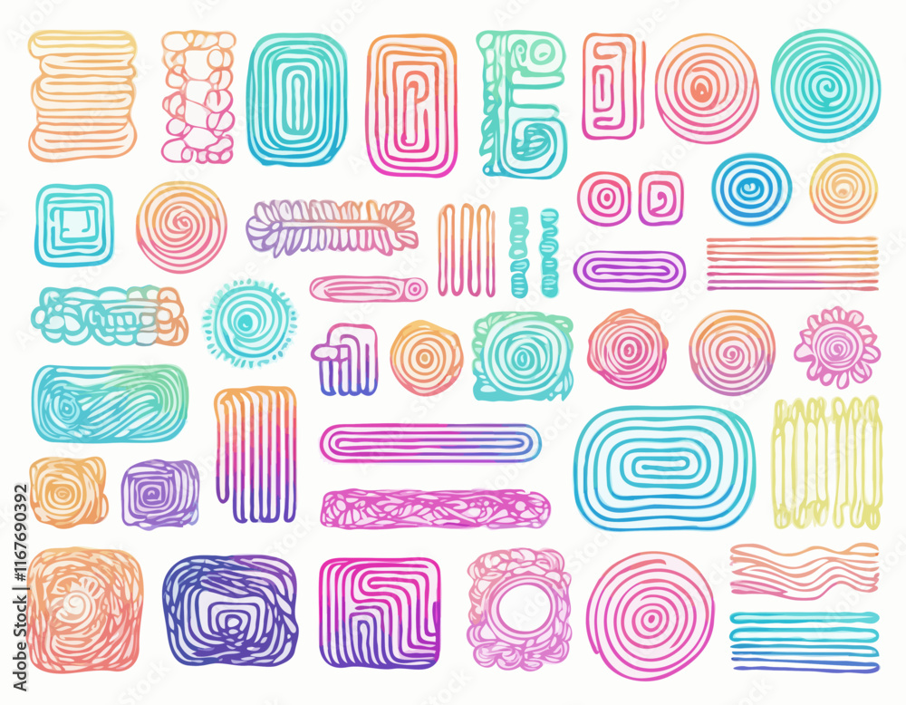 Poster abstract backgrounds with color squiggle lines. rainbow gradient design elements