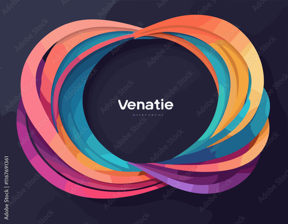 Poster Abstract Background with Color Gradient Line Pattern. 3D Shape Graphic Element. Vector Design with Curve and Spiral Ribbon Waves