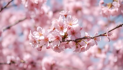 Delicate Pink Cherry Blossoms in Full Bloom