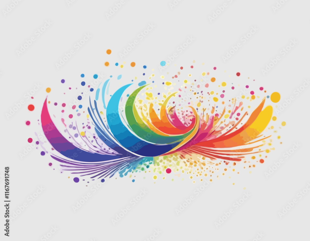 Poster set of color gradient lines. abstract wave 3d strokes. vector splashing dynamic shapes in rainbow co