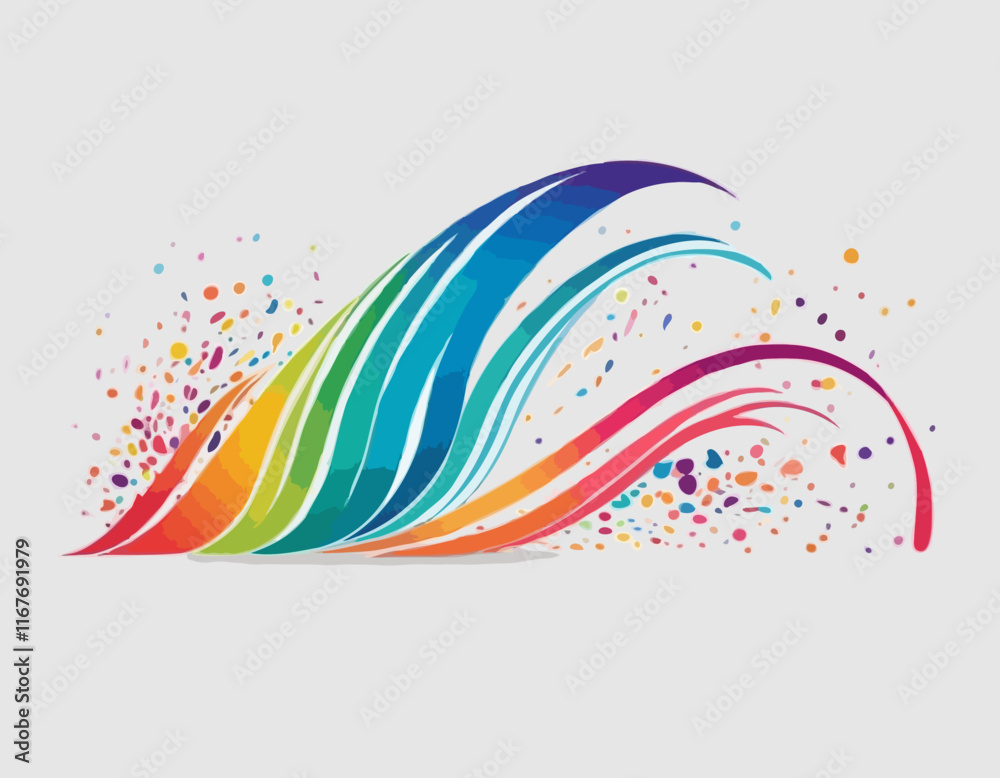Poster color shapes with rainbow gradient. abstract modern fluid waves. vector background with color dynami