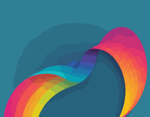 Color Shapes with Rainbow Gradient. Abstract Modern Fluid Waves. Vector Background with Color Dynamic Ribbon. Flowing Spiral Strokes. Colorful Line Art