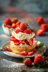 strawberry cake with cream