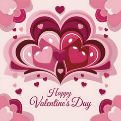 happy valentines day card Lettering Happy Valentines Day banner. Valentines Day greeting card template with typography text happy valentine`s day and red heart and line on transparent background