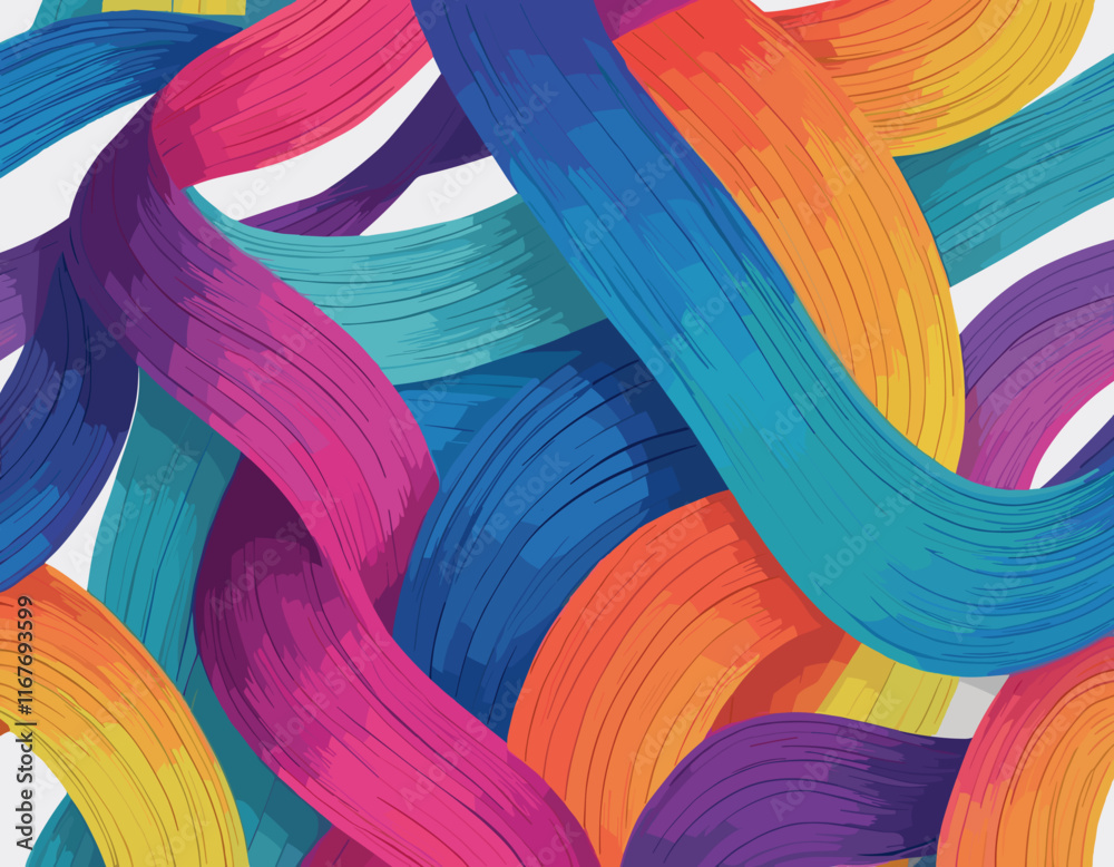 Poster Abstract Background with Dynamic Colorful Line Shapes. Vector Geometric Pattern with Squiggle Gradient Elements.