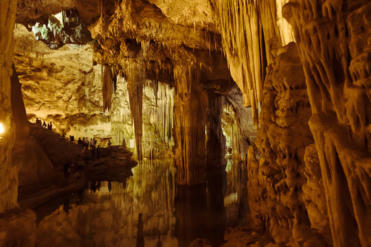 Stalactite cave on the island of Sardinia Neptune's Grotto, Italy