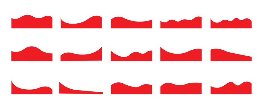 Dividers Shapes for Website Pictogram Set. Curve Lines, Drops Set of abstract design separator header and border for website and app. Different borders for website, banner, app, poster, background