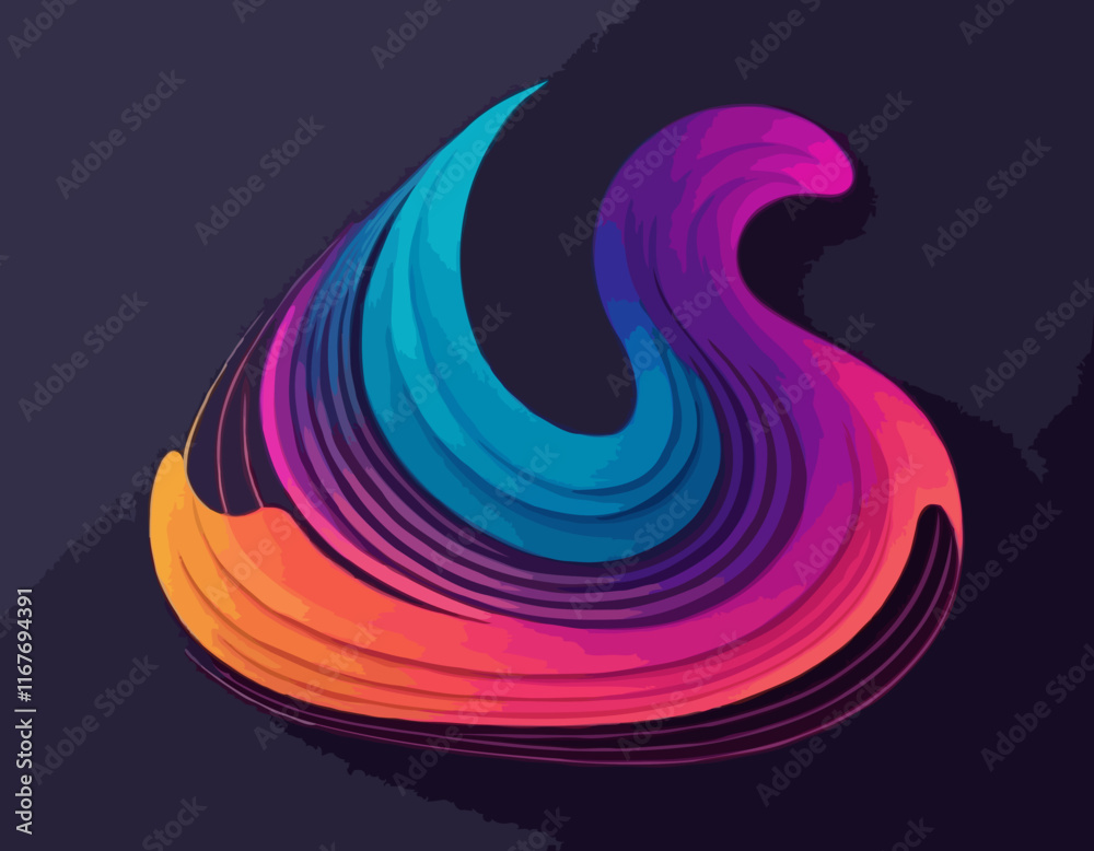 Poster abstract gradient lines. vector 3d fluid graphic shapes. dynamic liquid curve colorful stripes. mode