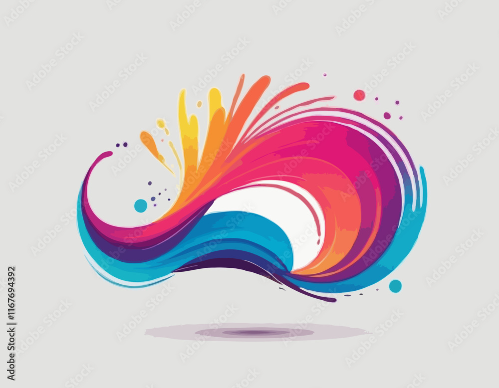 Poster abstract gradient lines. vector 3d fluid graphic shapes. dynamic liquid curve colorful stripes. mode