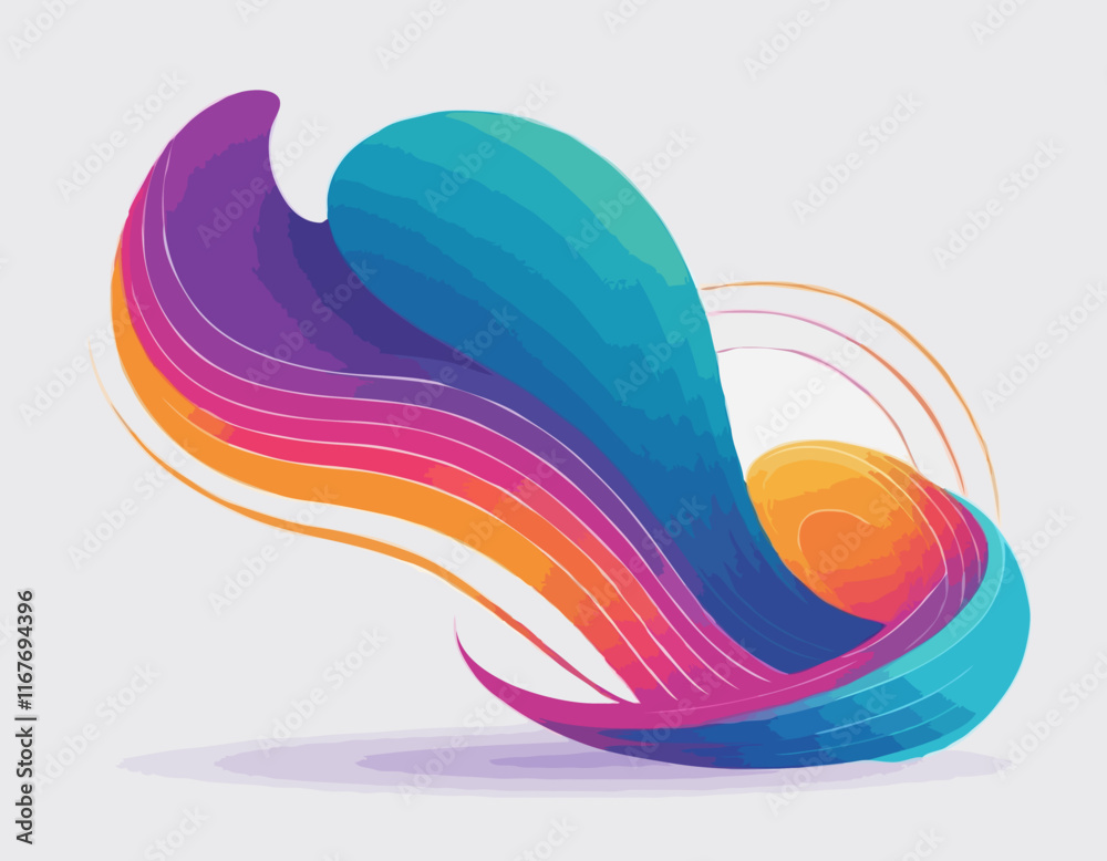 Poster abstract gradient lines. vector 3d fluid graphic shapes. dynamic liquid curve colorful stripes. mode