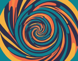Psychedelic Swirl Radial Pattern. Retro Waves, Spiral, Burst, Swirl, Twirl Background. Abstract Vector Groovy Carnival Texture