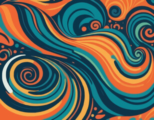 Abstract Trippy Patterns with Swirl Lines. Vector Psychedelic Groovy Backgrounds with Waves