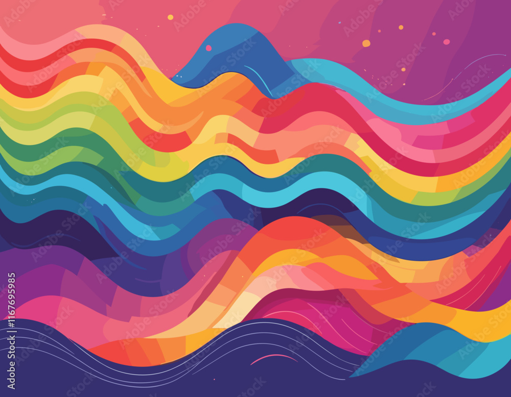 Poster abstract color rainbow gradient shapes set. vector graphic with wavy lines in bright colors. colorfu
