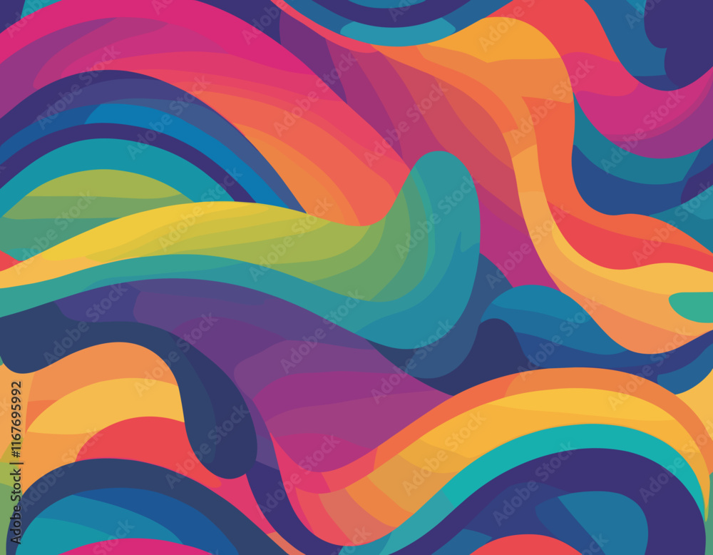 Poster abstract color rainbow gradient shapes set. vector graphic with wavy lines in bright colors. colorfu