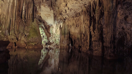 Stalactite cave on the island of Sardinia Neptune's Grotto, Italy