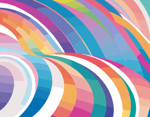 Obraz premium Color Swirl Lines with Rainbow Gradient. Vector Wave Shapes for Celebration, Parties and Carnivals Design. Abstract Ribbon Illustration