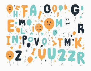 Transparent, Balloon, Inflated Font. Funny Typeset in Y2k Style. Vector Retro Ghost Alphabet. Cute Letters Halloween Aesthetic