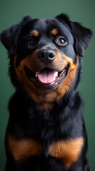 Grinning Rottweiler on Green Glow