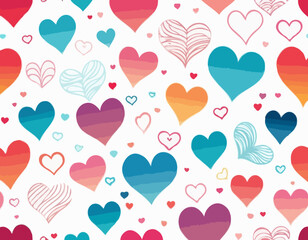 Set of Colorful Heart Shapes in Gradient. Vector Love Icons. Squiggly Heart Illustrations for Valentine's Day