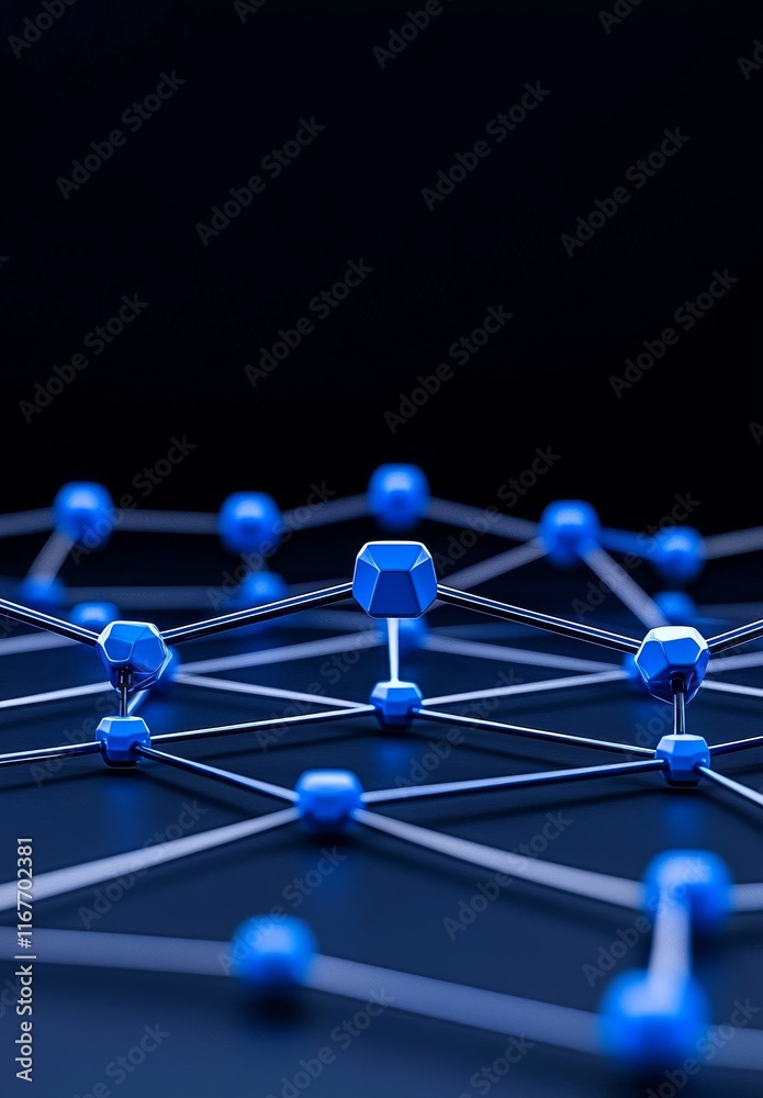 Poster plexus lines, dots, and light beams with light points create an abstract technology, science, and en