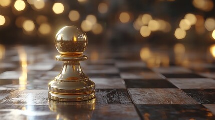 Golden Chess Pawn Imagining Itself as a King: A Metaphor for Aspiration and Leadershih