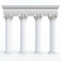 Timeless white marble pillars exemplify the classical architectural style prevalent in places like Rome and Greece.