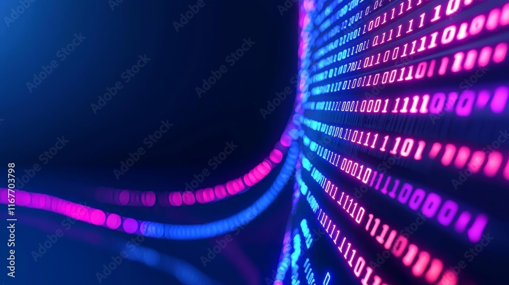 Poster big data technology and data science depicted. data flow concept. analyzing, visualizing, and queryi
