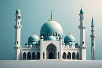 Majestic mosque exhibiting islamic architecture with blue domes and minarets