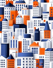 Naklejka premium A modern urban setting featuring bold, colorful geometric abstract architecture, blending innovative forms and contemporary shapes, Stock.